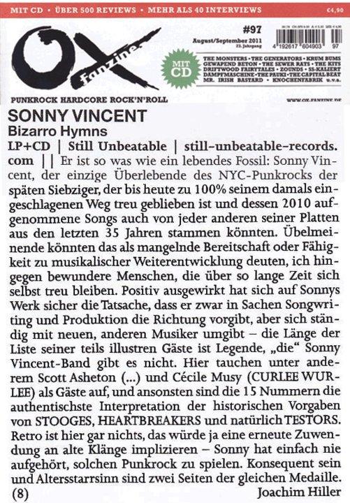 OX about Sonny Vincent